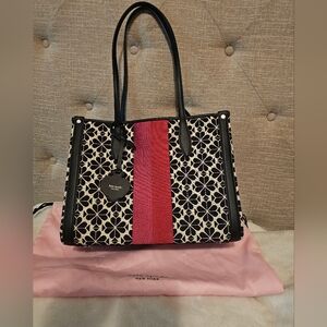 Kate Spade flower jacquard stripe medium tote bag